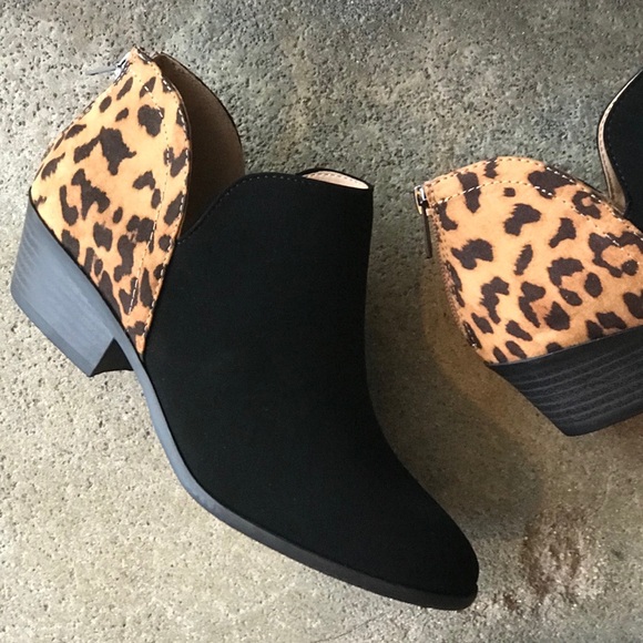 low heel leopard print boots